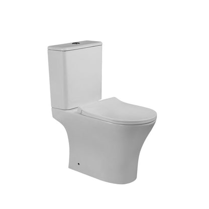 Kompakt Toilet Rundt Kantløst Hvidt 36x64 cm med Softclose Sæde