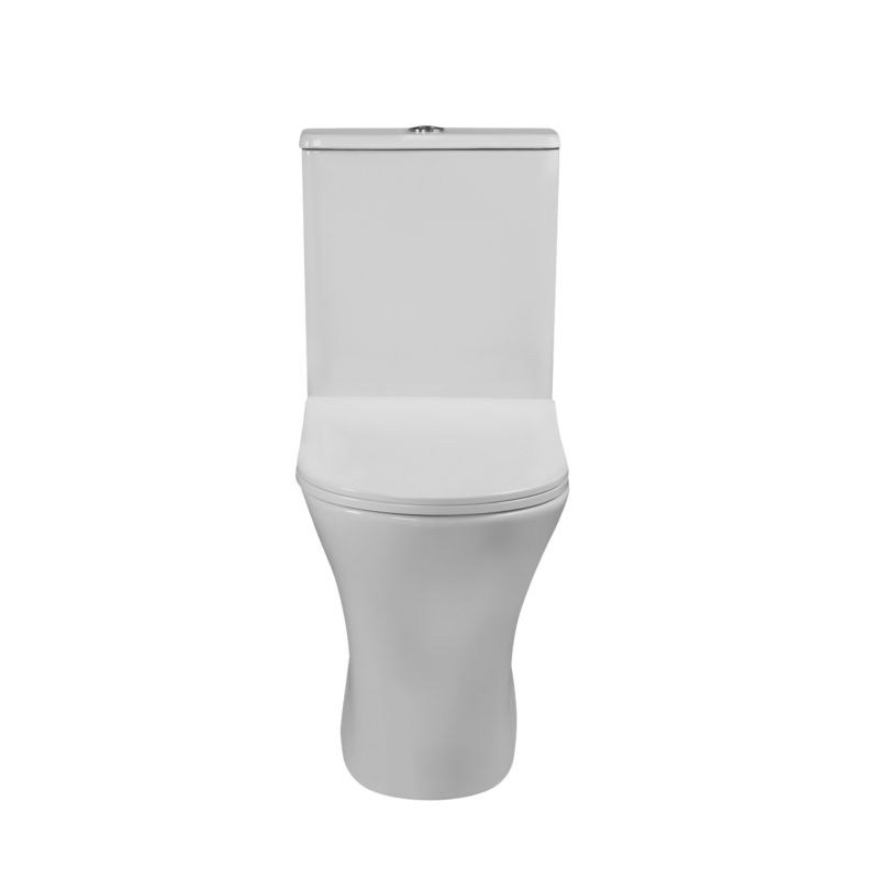 Kompakt Toilet Rundt Kantløst Hvidt 36x64 cm med Softclose Sæde