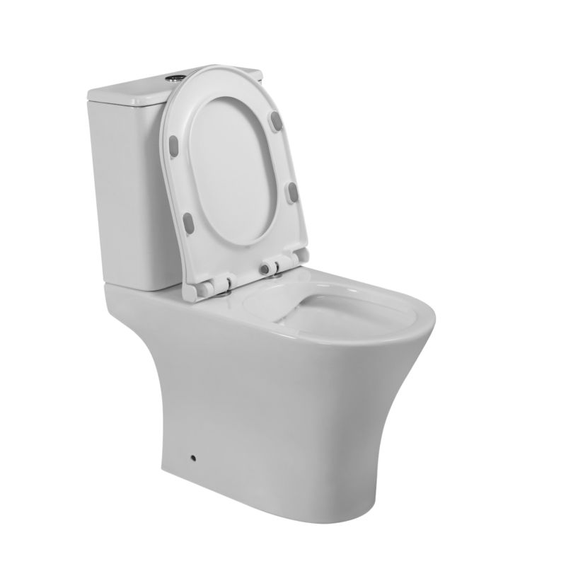 Kompakt Toilet Rundt Kantløst Hvidt 36x64 cm med Softclose Sæde