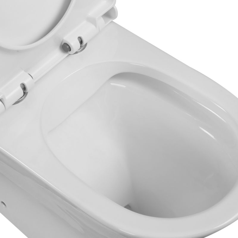 Kompakt Toilet Rundt Kantløst Hvidt 36x64 cm med Softclose Sæde