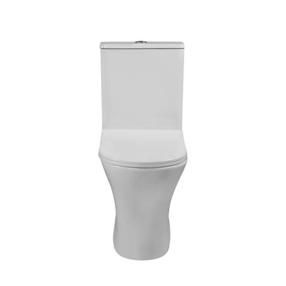 Kompakt Toilet Rundt Uden Skyllekant med Blødtlukkende Sæde Hvid 64x36x78,5 cm