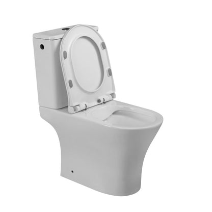 Kompakt Toilet Rundt Uden Skyllekant med Blødtlukkende Sæde Hvid 64x36x78,5 cm