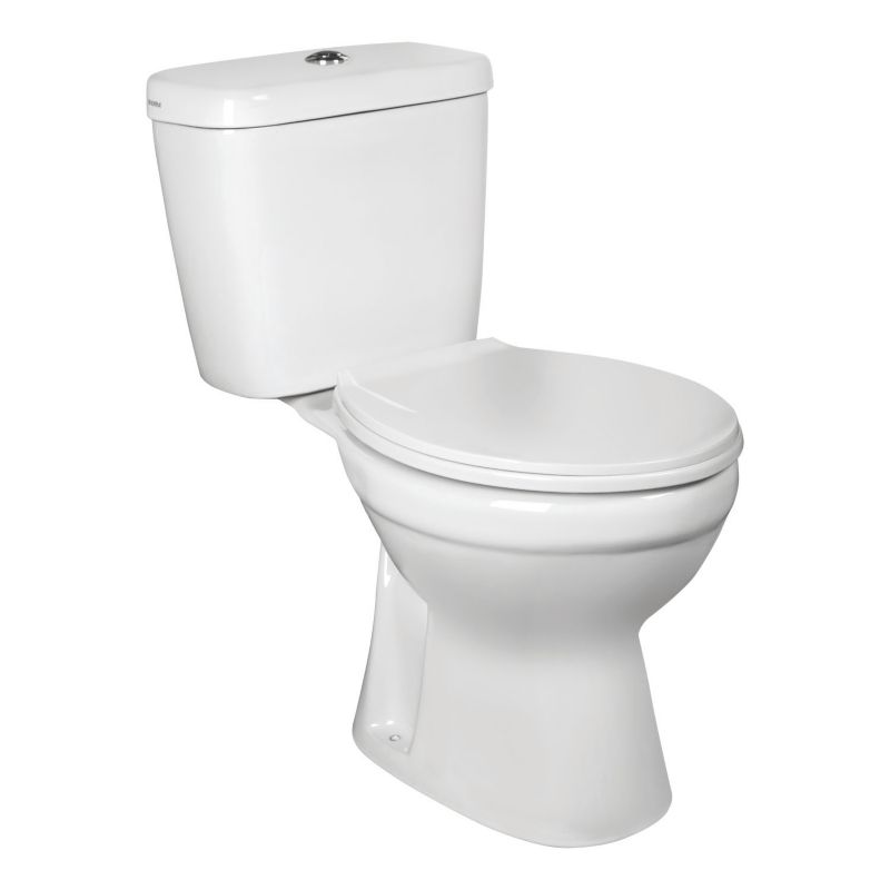 Kompakt Toilet C-clear med Sæde Lodret Afløb Hvid 64x39,5x75 cm