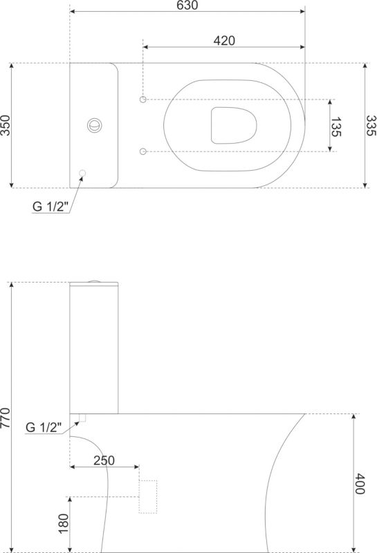 Kompakt Toilet Makalu 63x35x77 cm Hvid med Duroplast Sæde