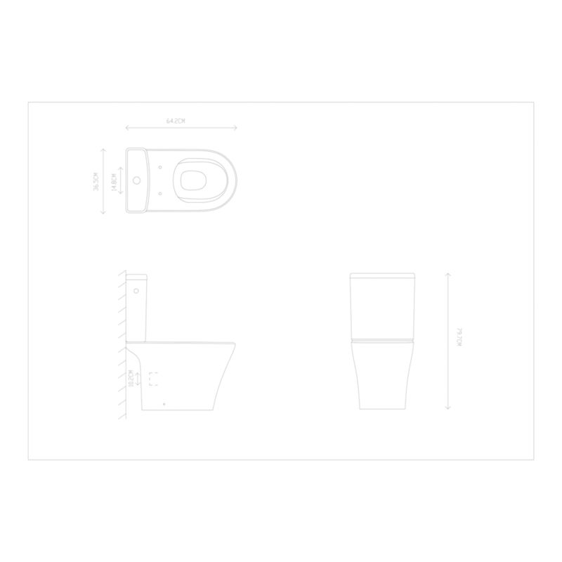 Kompakt WC Uden Kant Hvid med Duroplast Sæde 38,1x64,2x79,7 cm