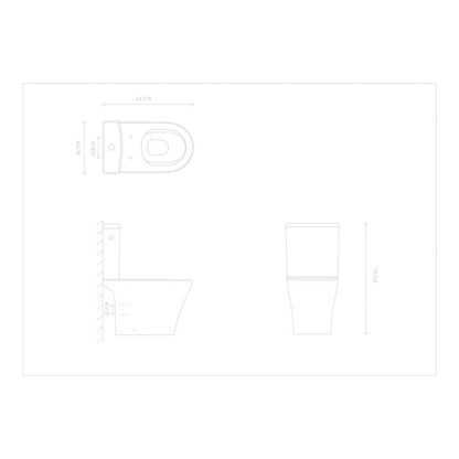 Kompakt WC Uden Kant Hvid med Duroplast Sæde 38,1x64,2x79,7 cm