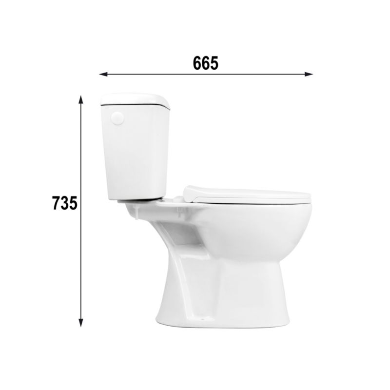 Kompakt Toilet 63,5x37,5x72,5 cm Hvid med Spiral Fri Kant og Blødt Lukkende Sæde