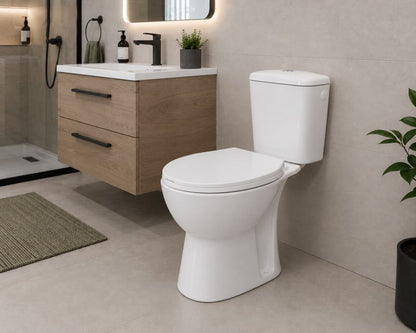 Kompakt Toilet 63,5x37,5x72,5 cm Hvid med Spiral Fri Kant og Blødt Lukkende Sæde