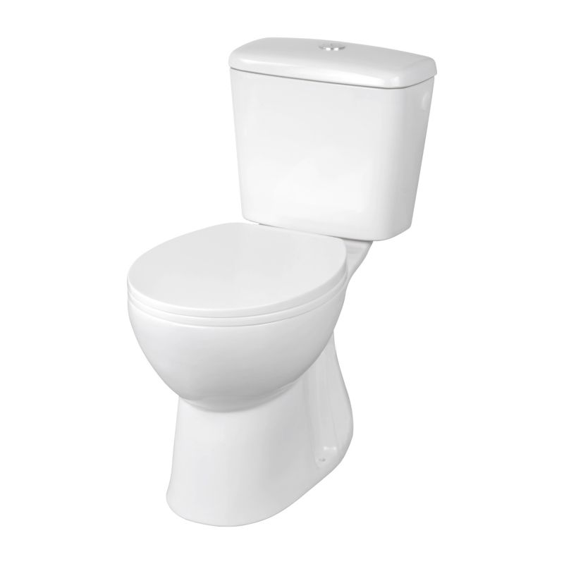 Kompakt Toilet 63,5x37,5x72,5 cm Hvid med Spiral Fri Kant og Blødt Lukkende Sæde