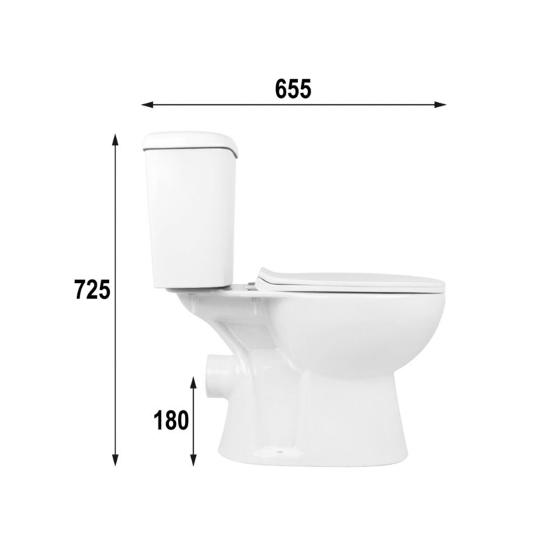Kompakt Toilet Flow med Sæde Hvid 67,5x38,5x72,5 cm