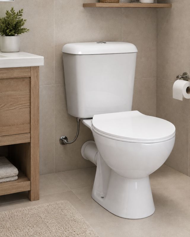 Kompakt Toilet Flow med Sæde Hvid 67,5x38,5x72,5 cm