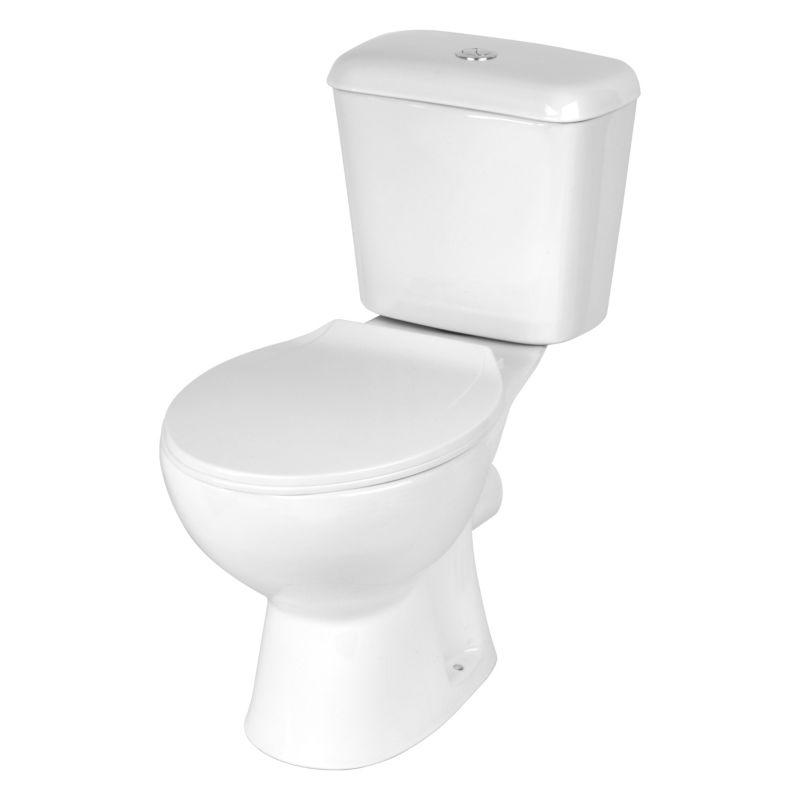 Kompakt Toilet Flow med Sæde Hvid 67,5x38,5x72,5 cm