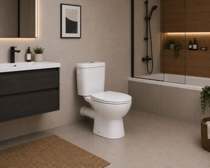 Kompakt Toilet Twist Wirowy Uden Kant Hvid 67x37x76 cm
