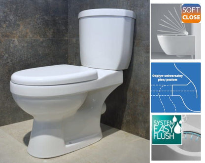 Kompakt Toilet 76,5x39x72 cm Vandret/Lodret Afløb med Soft Close Sæde Hvid