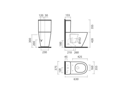 Kompakt Toilet Atis Hvid 60,3x37,5x75,5 cm med Blødt Lukkende Sæde