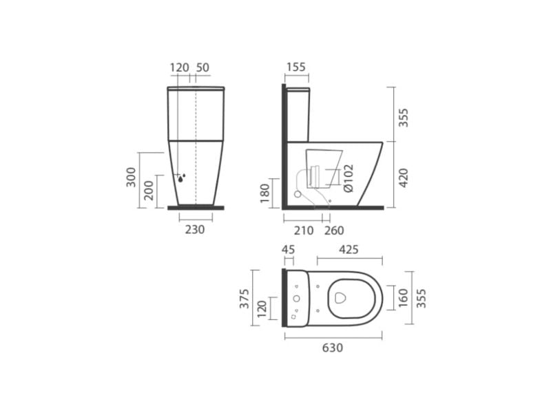 Kompakt Toilet Atis Hvid 60,3x37,5x75,5 cm med Blødt Lukkende Sæde