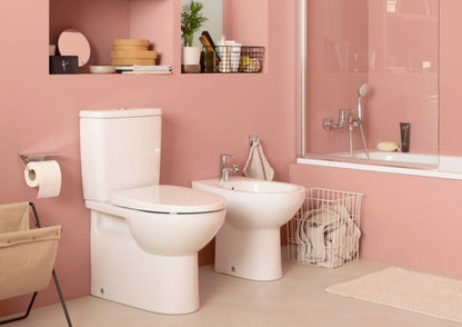 Kompakt Toilet Uden Kant 65,5x35x76 cm Hvid med Blødt Lukkende Sæde Lodret Afløb