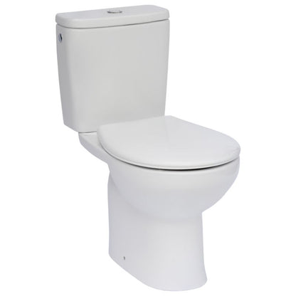 Kompakt Toilet Uden Kant 65,5x35x76 cm Hvid med Blødt Lukkende Sæde Lodret Afløb