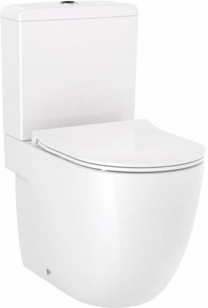 Kompakt Toilet 60x37x76 cm Hvid med Spareskyl og Antibakteriel Sæde