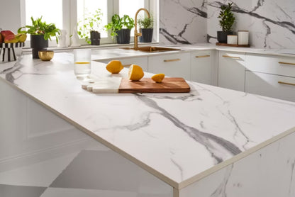 Kompaktbordplade 62x300 cm 12 mm Statuario Marmor