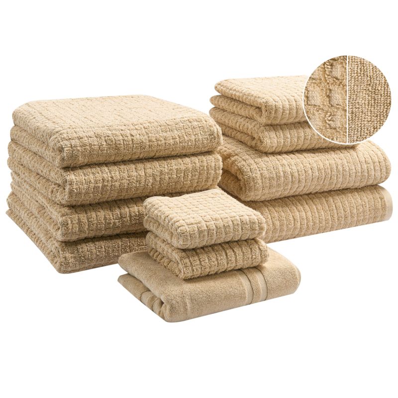Håndklædesæt 11 Dele Bomuld Beige 500 g/m²