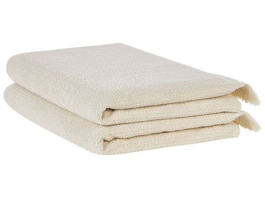 Sæt med 2 Atiu bomuld frottéhåndklæder beige 1 par