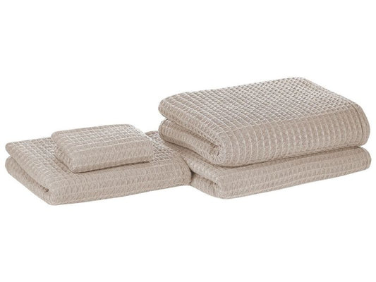 Sæt med 4 håndklæder Areora bomuld beige 1 sæt