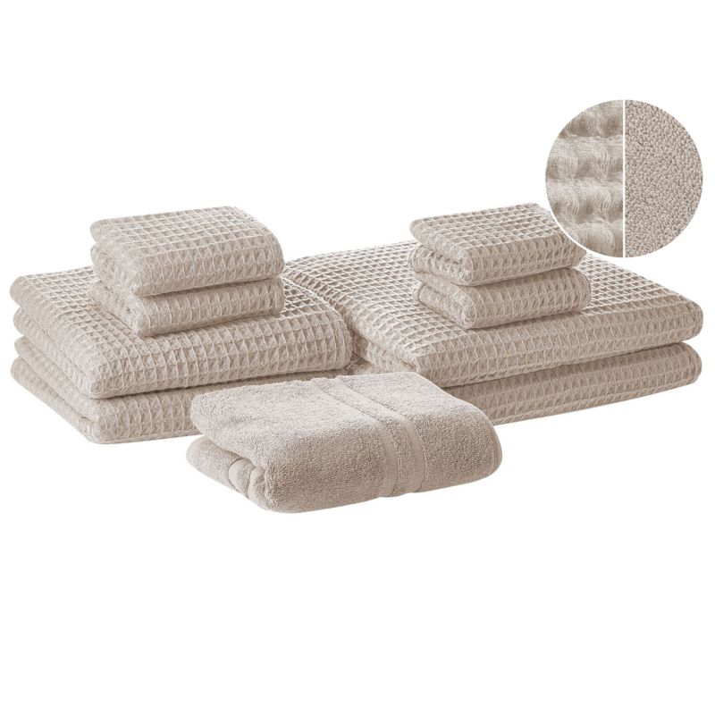 Håndklædesæt 9 Dele Areora Bomuld Beige 4251682258692