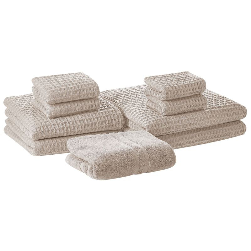 Håndklædesæt 9 Dele Areora Bomuld Beige 4251682258692