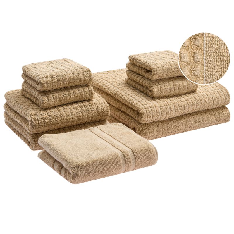 Håndklædesæt 9 Dele Bomuld Beige 500 g/m²