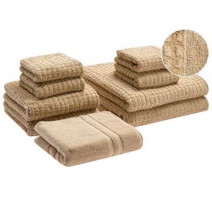 Håndklædesæt 9 Dele Bomuld Beige 500 g/m²