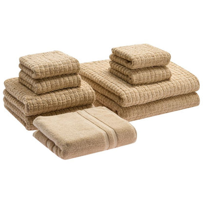 Håndklædesæt 9 Dele Bomuld Beige 500 g/m²