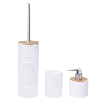 Badeværelsessæt 3 Dele Hvid Bambus 25x25x45 cm | 5904202158901