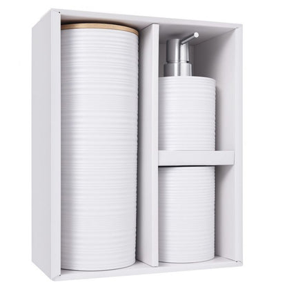 Badeværelsessæt 3 Dele Hvid Bambus 25x25x45 cm | 5904202158901