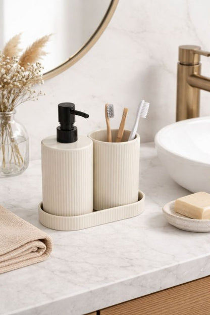 Badeværelsessæt 5five Simply Smart Beige Kompakt 16x8x17 cm