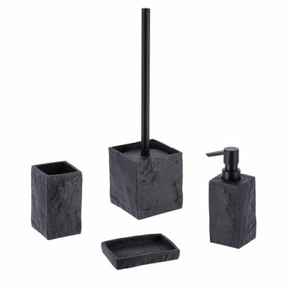 Badeværelsessæt 4 Dele Sort Polyharpiks 37x10x10 cm