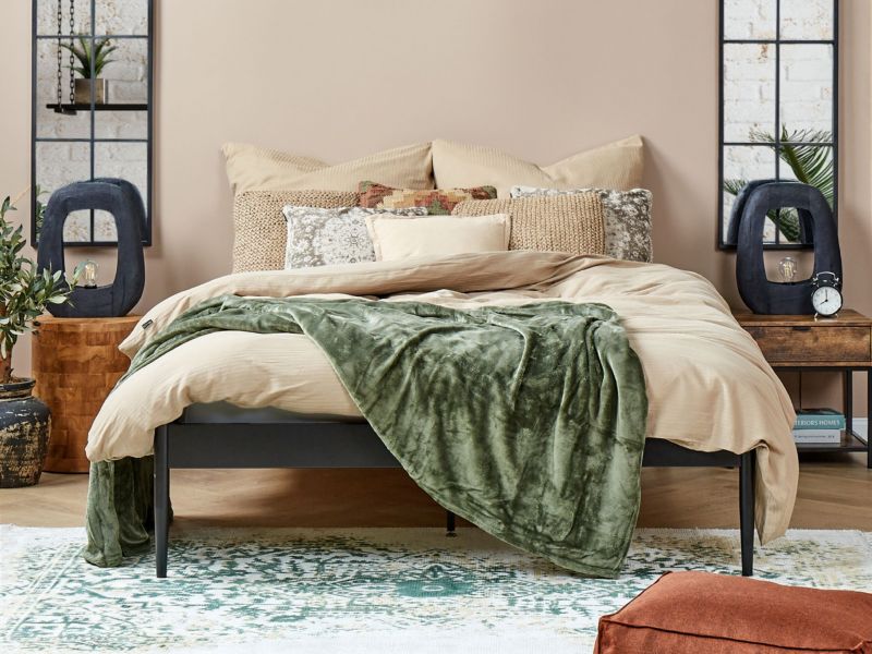 Sengesæt med striber Avondale 200x220 cm i satinbomuld beige 1 sæt