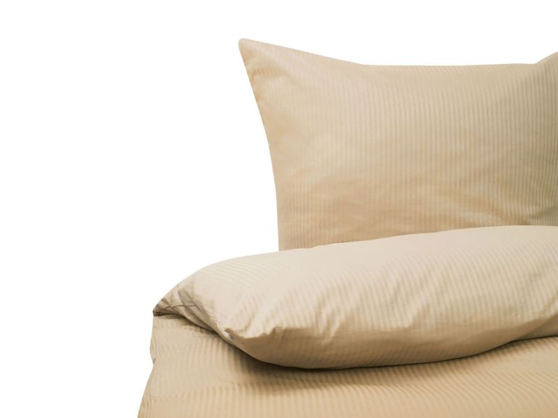 Sengesæt med striber Avondale 200x220 cm i satinbomuld beige 1 sæt