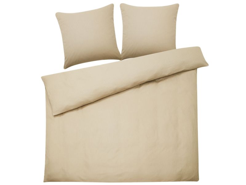 Sengesæt med striber Avondale 200x220 cm i satinbomuld beige 1 sæt