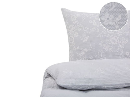 Sengesæt med blomsterprint Morningside 200x220 cm Satinbomuld Grå 1 sæt