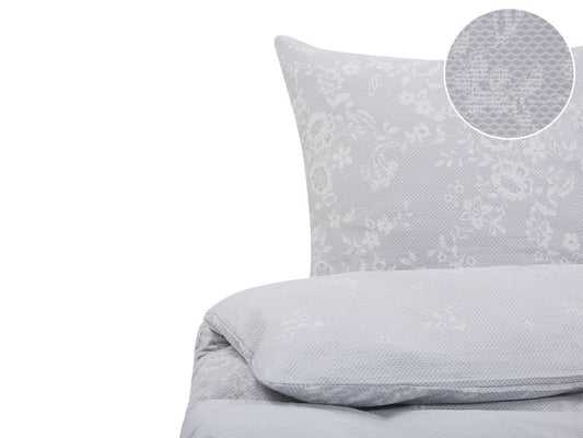 Sengesæt med blomsterprint Morningside 200x220 cm Satinbomuld Grå 1 sæt