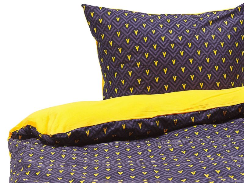 Sengetøjssæt Wallingford zigzag-mønster 135x200 cm Satinbomuld Blå 1 sæt