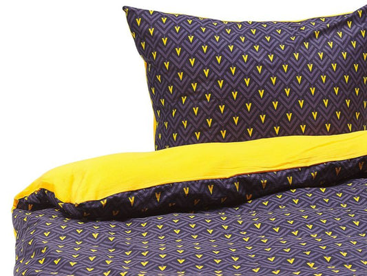 Sengetøjssæt Wallingford zigzag-mønster 135x200 cm Satinbomuld Blå 1 sæt