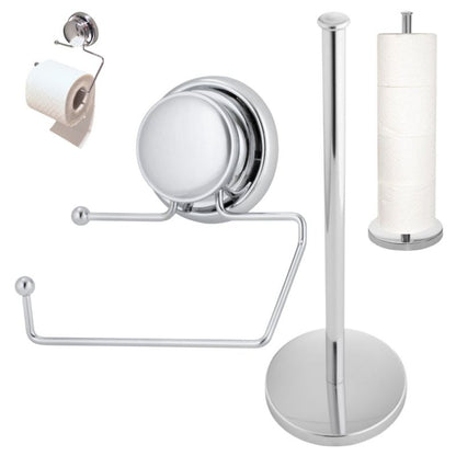 Toiletpapirholder Sæt med Stander og Vægbeslag Sølvfarvet 20 x 20 cm