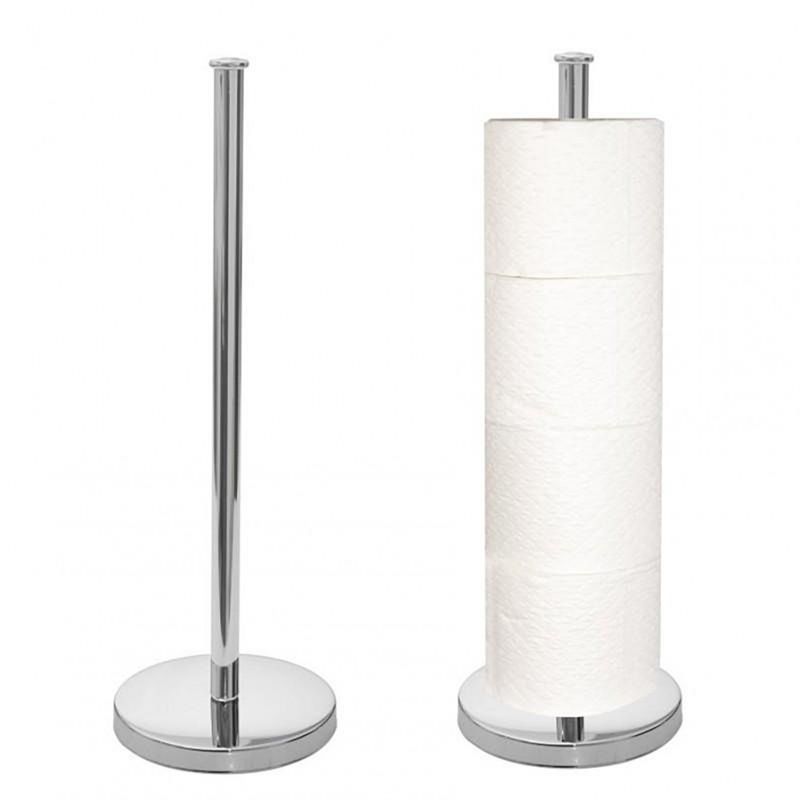 Toiletpapirholder Sæt med Stander og Vægbeslag Sølvfarvet 20 x 20 cm