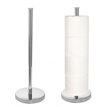 Toiletpapirholder Sæt med Stander og Vægbeslag Sølvfarvet 20 x 20 cm