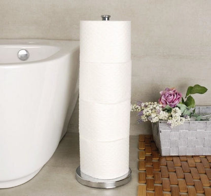 Toiletpapirholder Sæt med Stander og Vægbeslag Sølvfarvet 20 x 20 cm