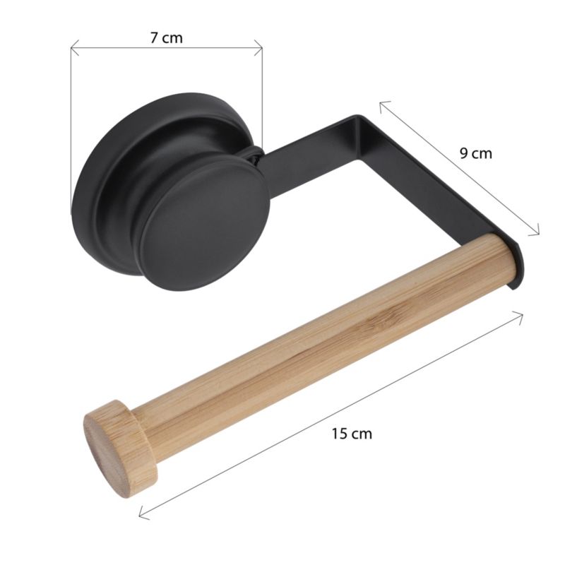 Toiletsæt med Holder og Stativ til Reservepapir Sort/Bambus 25x25x45 cm