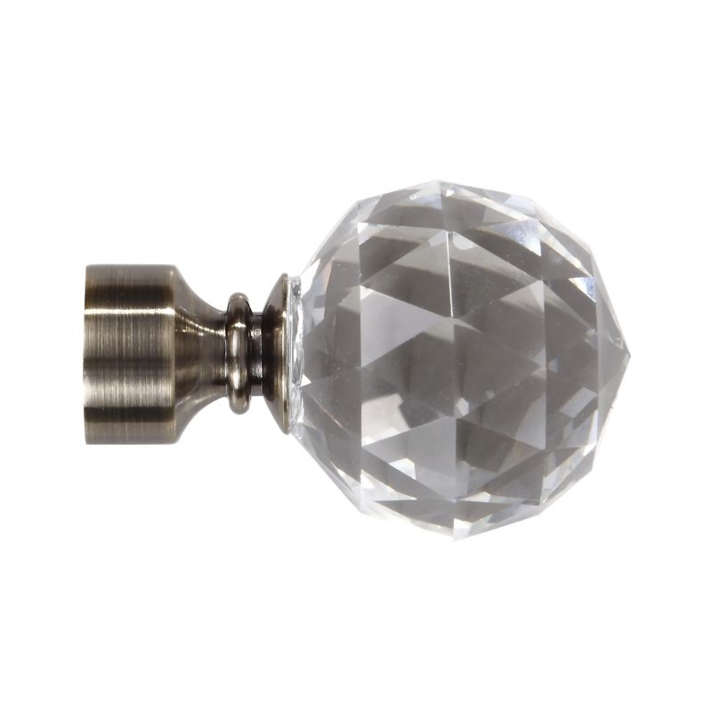 Endestykke til gardinstang Colours Kula antik messing / krystal 19 mm