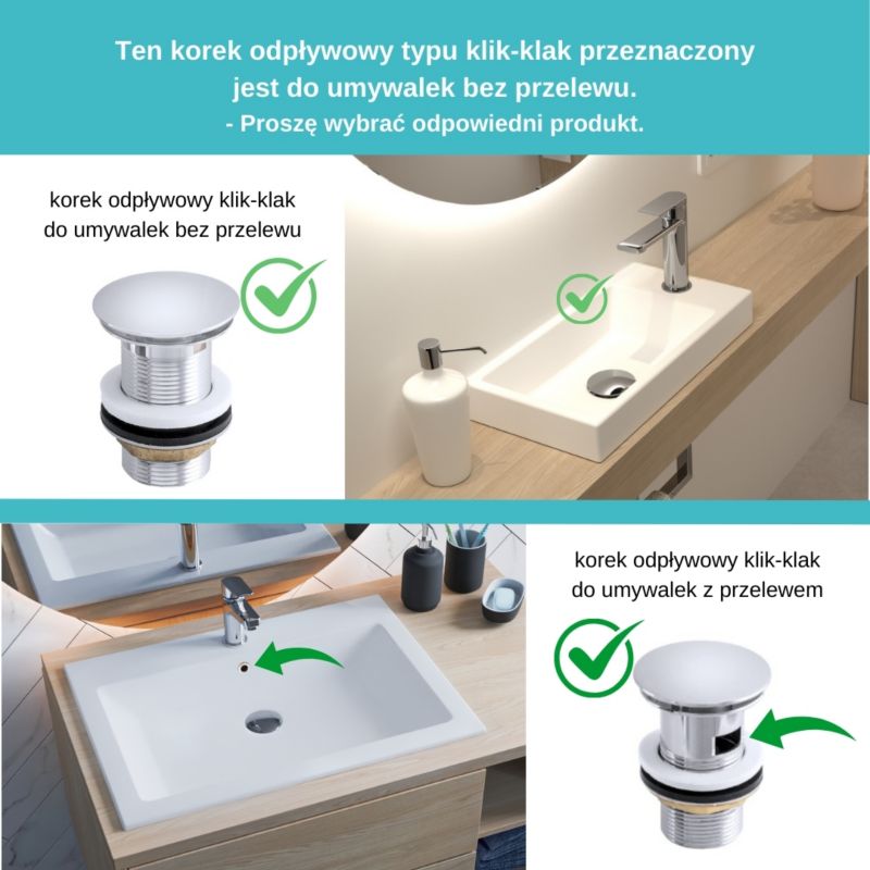 Universal klik-klak prop til håndvaske, GranMaster, krom, 1 stk.